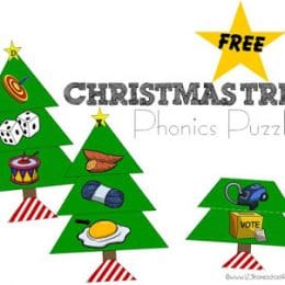 Free Christmas Tree Phonics Puzzles