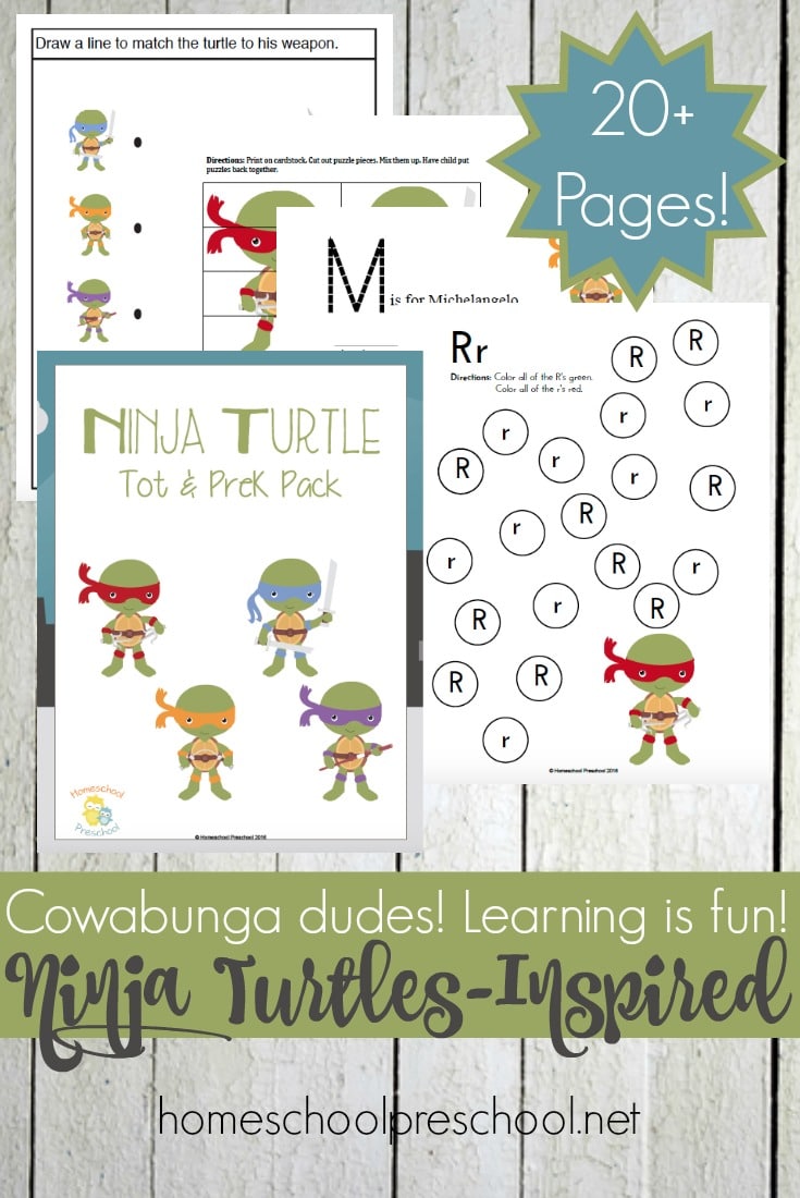 Free Ninja Turtles Printable Pack for Preschoolers