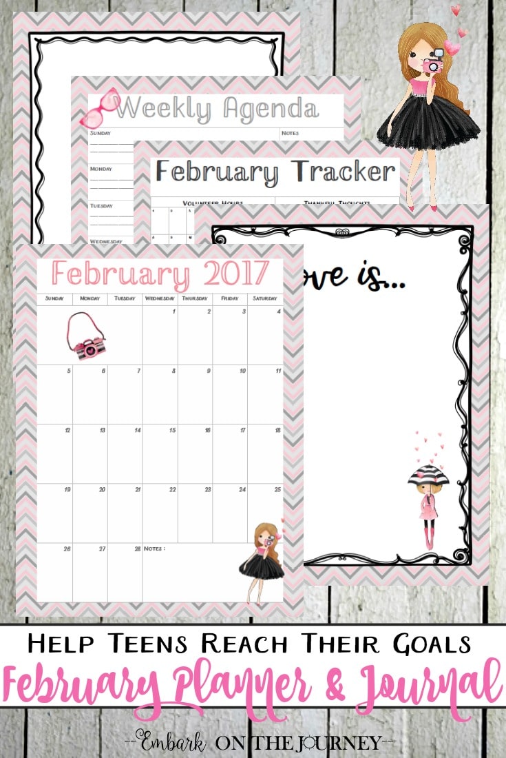 Free February 2017 Planner & Journal Pages for Teens