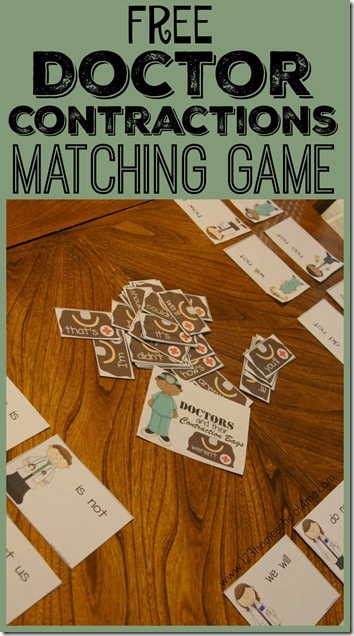 Free Doctor Contractions Matching Game 