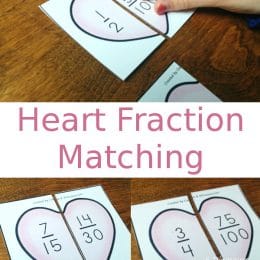 Free Heart Fraction Matching Printables