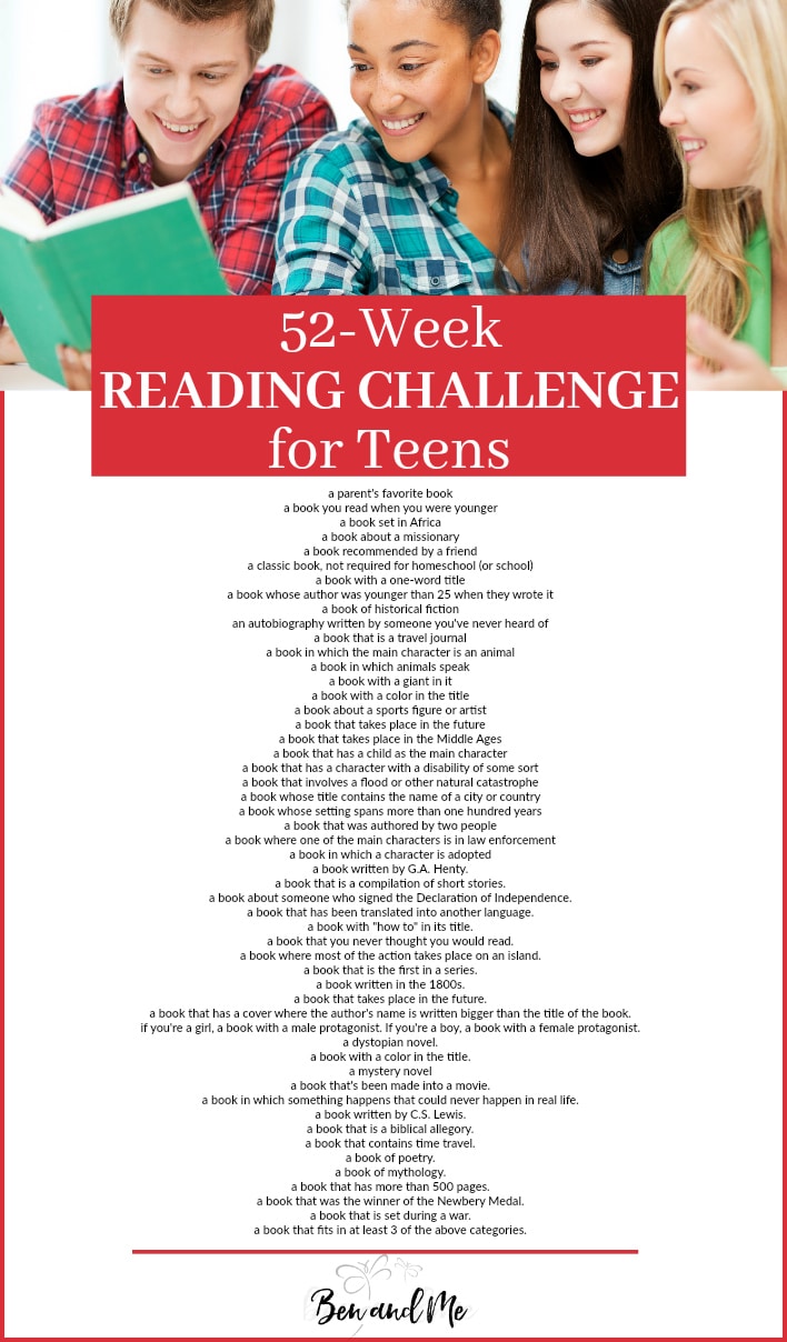 Free Teen Reading Challenge Checklist