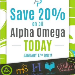 20% Off Alpha Omega Homeschool Curriculum - Today Only!