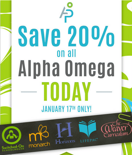 20% Off Alpha Omega Homeschool Curriculum - Today Only!