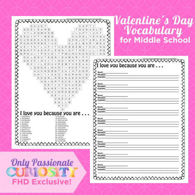 FREE VALENTINE'S DAY VOCABULARY PRINTABLES 