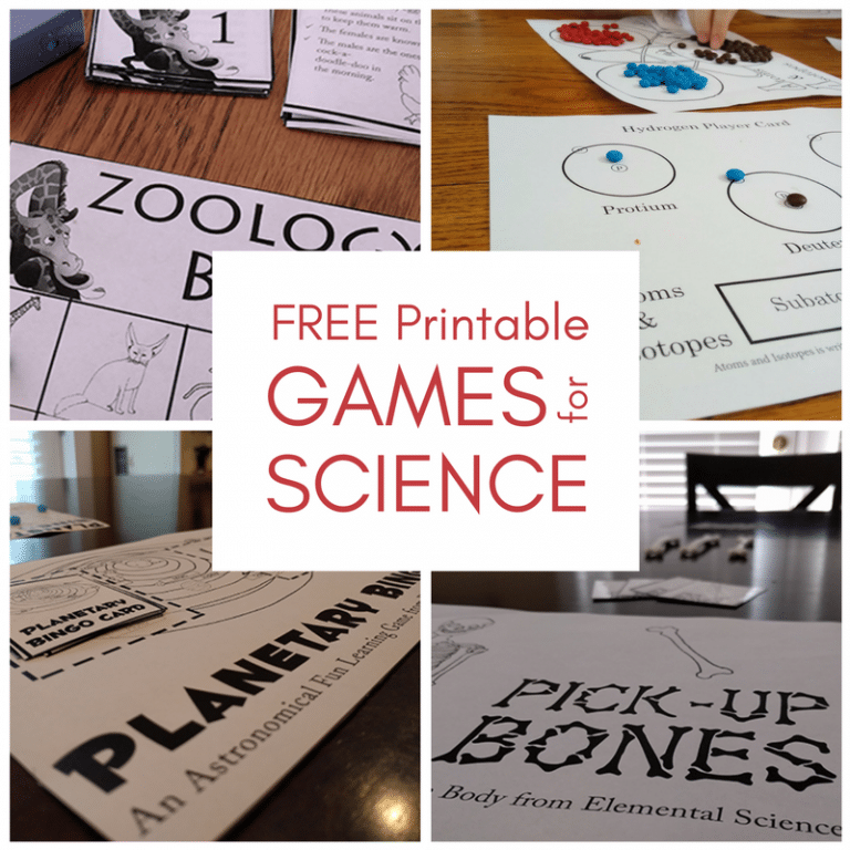 Free Printable Science Games Zoology BINGO, Atoms & Isotopes, & More!