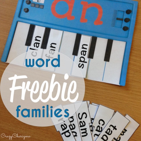 Free Word Families Piano Printables