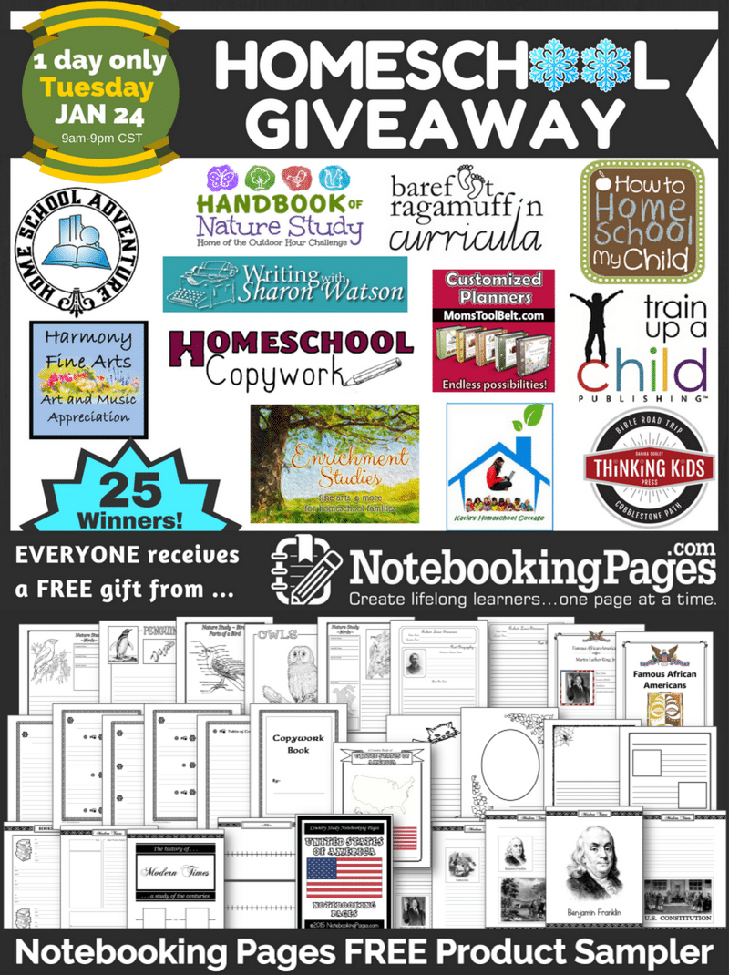 HUGE Homeschool Giveaway - 25 Notebooking Pages Lifetime Memberships + More!