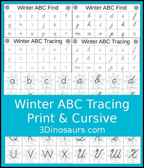 Free Winter ABC Tracing Worksheets (Print & Cursive)