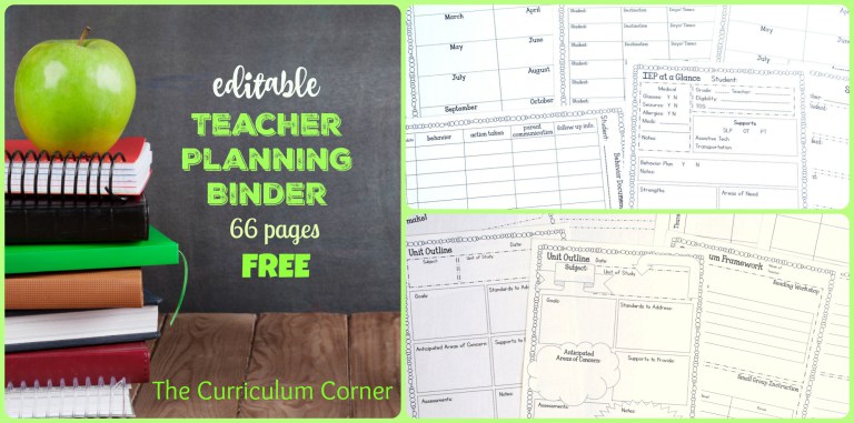 Free Editable Teacher Planning Binder