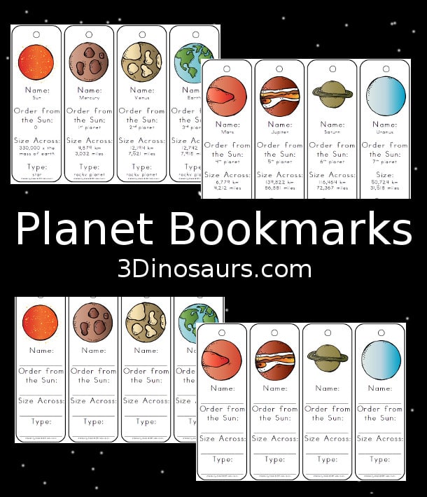 Free Planet Facts Bookmarks