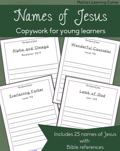 Free Names of Jesus Copywork