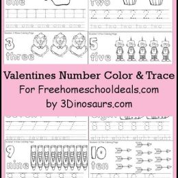 FREE VALENTINES NUMBER COLOR & TRACING PRINTABLES (Instant Download)