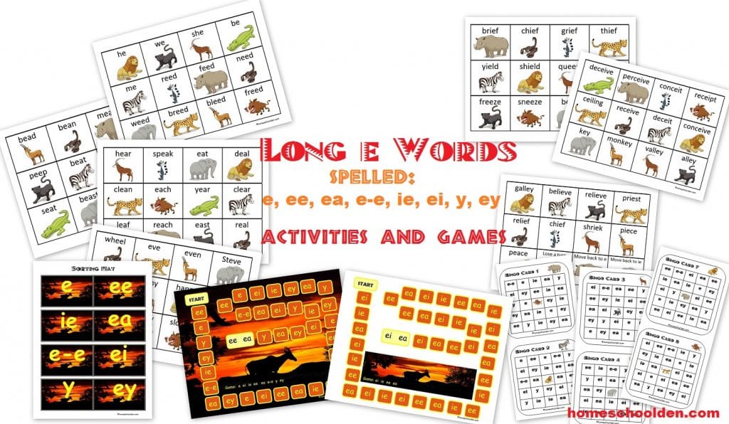 Long E Word Sort, Games and Activities packet