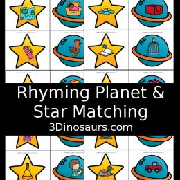 Free Rhyming Planet and Star Matching Game