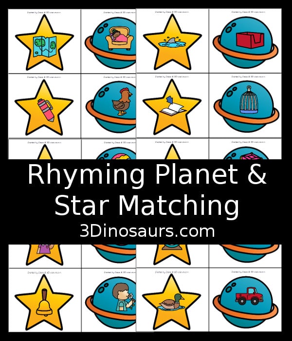 Free Rhyming Planet and Star Matching Game