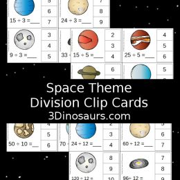 Free Space Theme Division Clip Cards