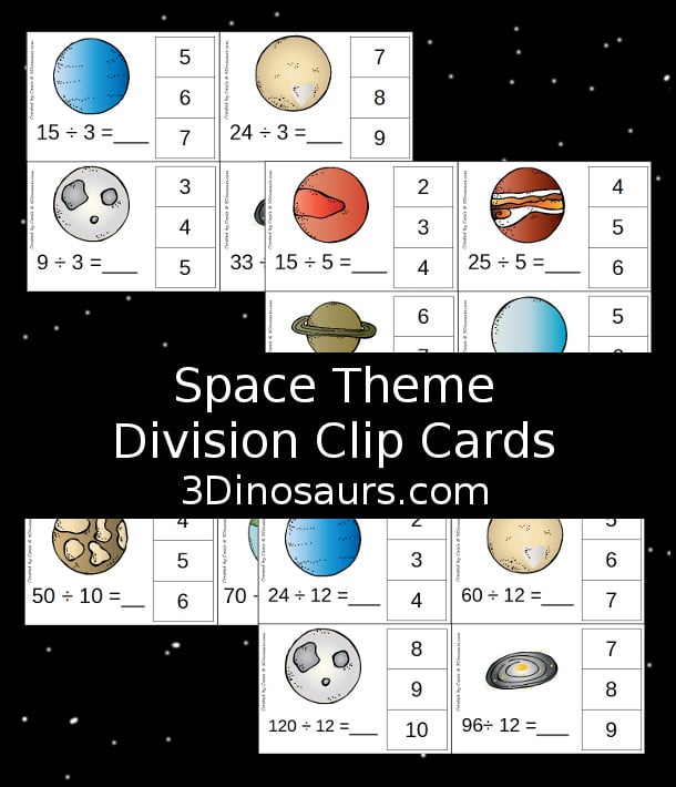 Free Space Theme Division Clip Cards