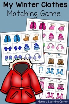 FREE Winter Clothes Matching Game Printables for PreK-4