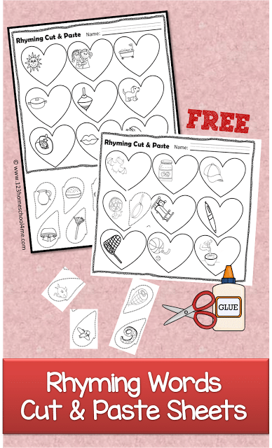 Free Valentines Day Rhyming Cut & Paste Printables