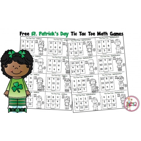 Free St. Patrick's Day Math Tic Tac Toe Game