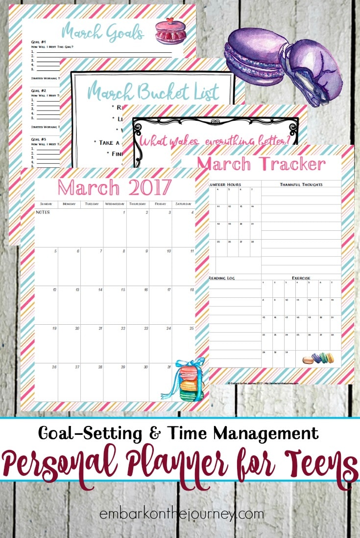 Free March Personal Planning Pages for Teens