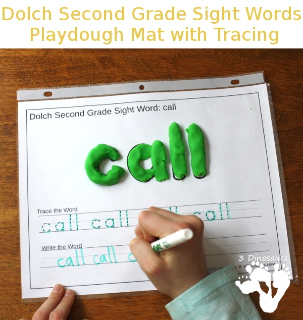 Free Sight Words Play Dough Mats with Tracing