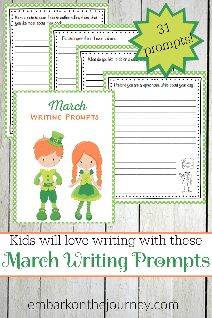 Free March Writing Prompt Printables 