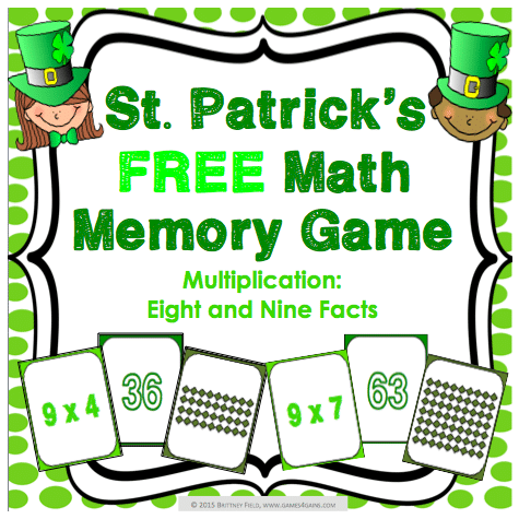 Free St. Patrick's Day Math Memory Game