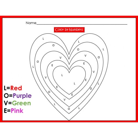 Free Valentine Color by Letters