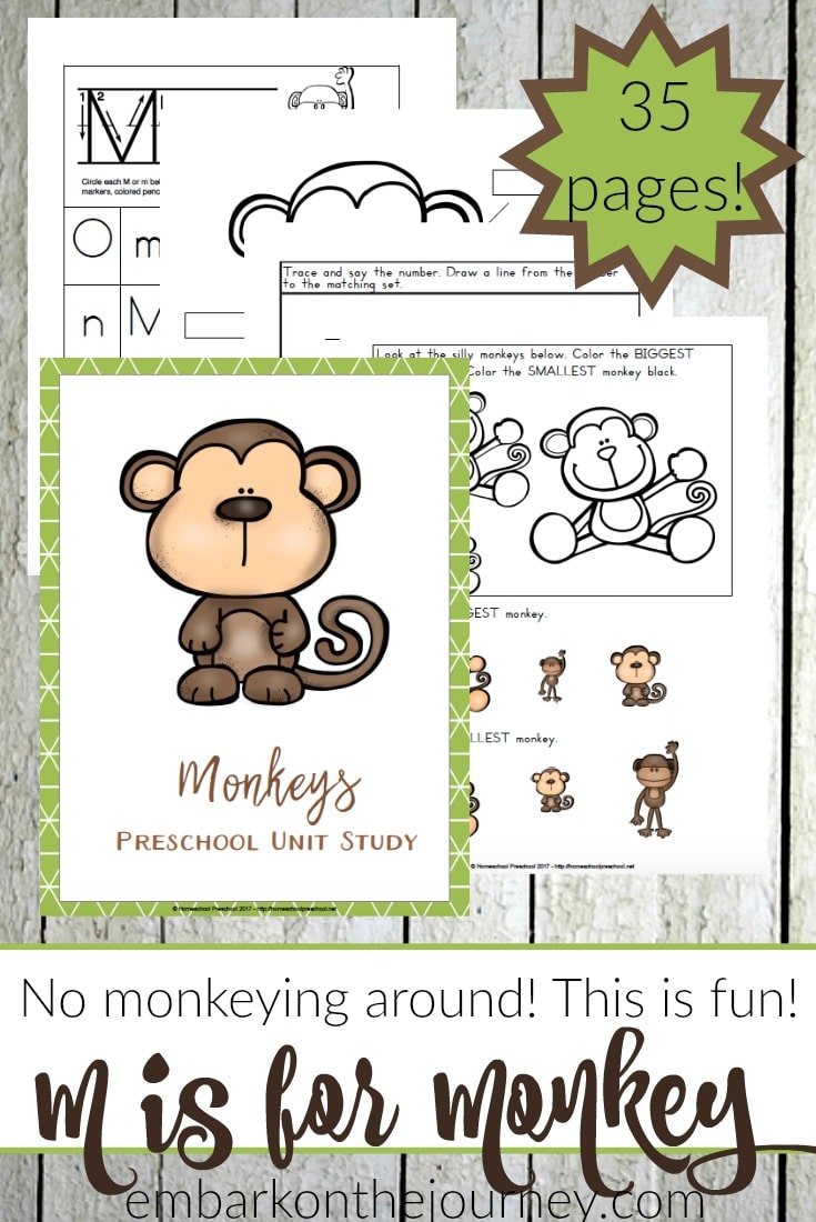 Free Monkey Preschool Unit Study (35 Pages!)