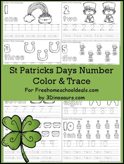 FREE ST. PATRICK'S DAY NUMBER COLOR & TRACE PACK (Instant Download)