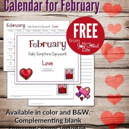 Free February Daily Scripture Copywork Calendar
