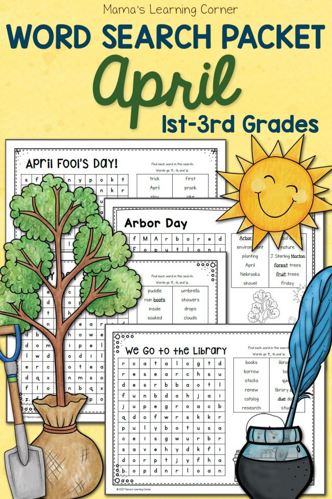 Free April Word Search Packet