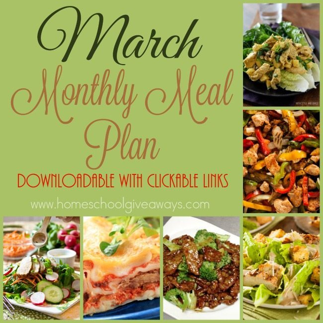 Free March Monthly Meal Plan