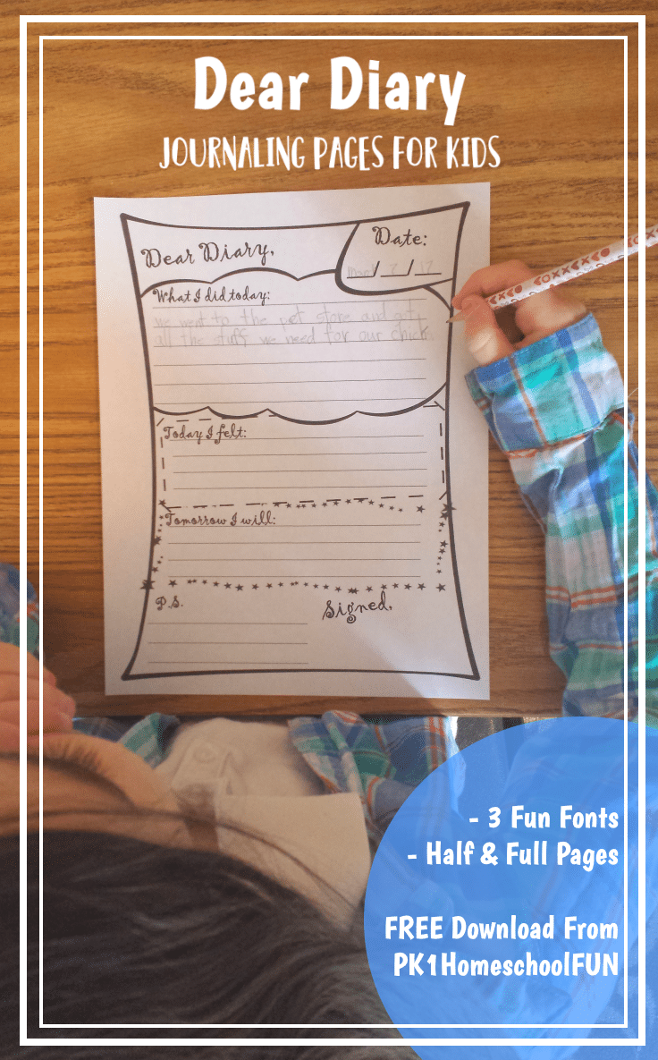 Daily Diary Journal Pages for Kids