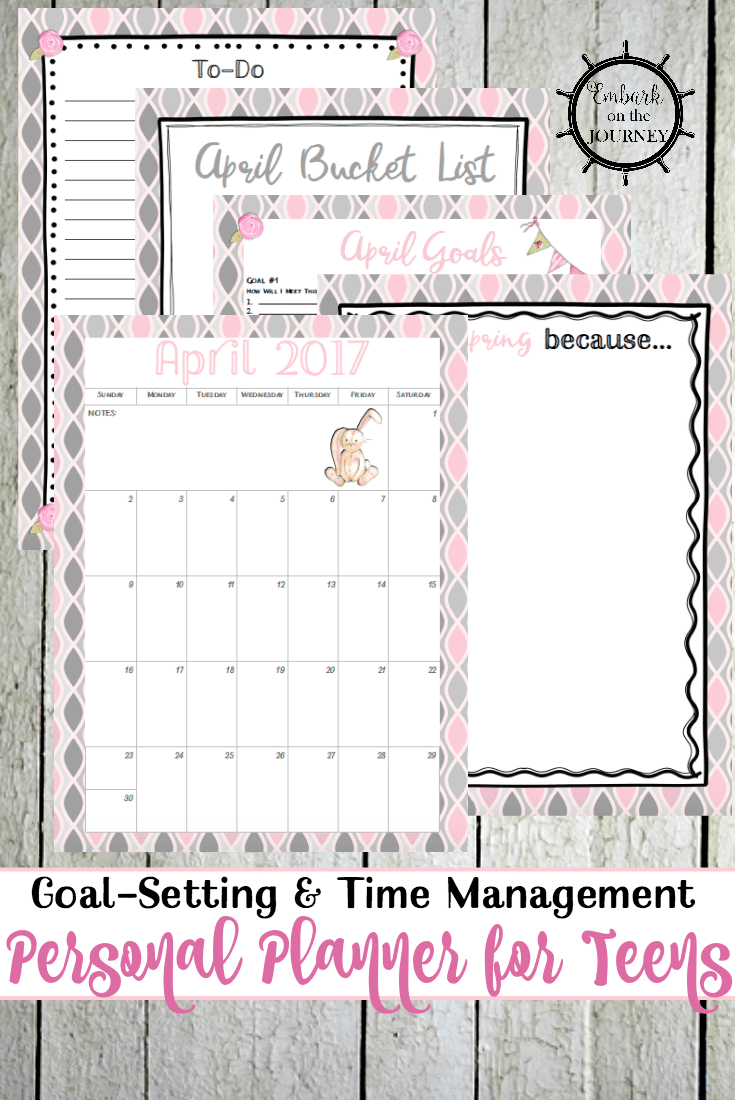 Free April Personal Planner Pages for Teens