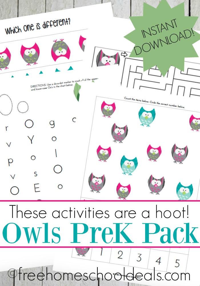 FREE OWLS PRESCHOOL PRINTABLE PACK (Instant Download)