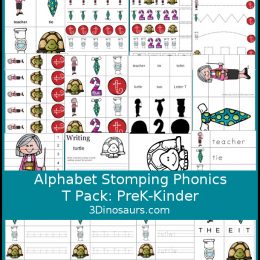 Free Alphabet Stomping Letter T PreK-K Pack