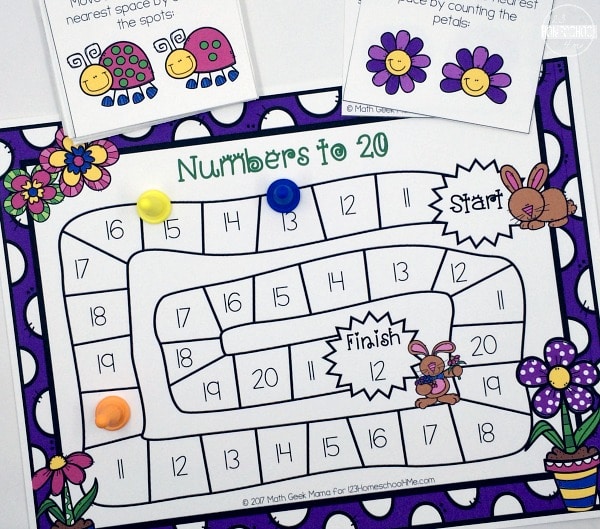 Free Counting Game for Spring (Numbers 1 - 20) 