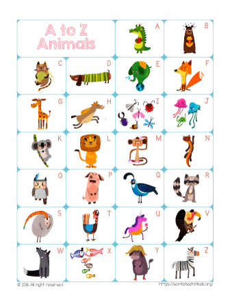 Free Animal Alphabet Chart