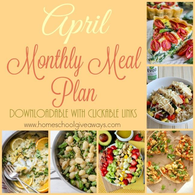 Free April Meal Plan with Clickable Links