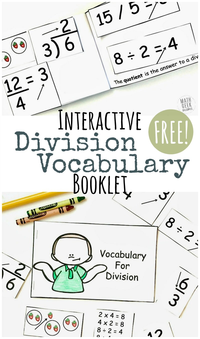 Free Division Vocabulary Booklet