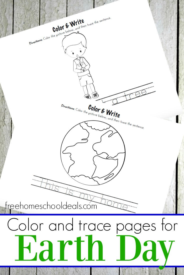 FREE EARTH DAY COLOR AND TRACE PRESCHOOL PACK (Instant Download)