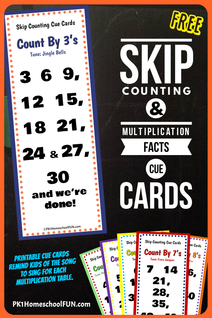 Free Math Cue Cards for Skip Counting & Multiplication