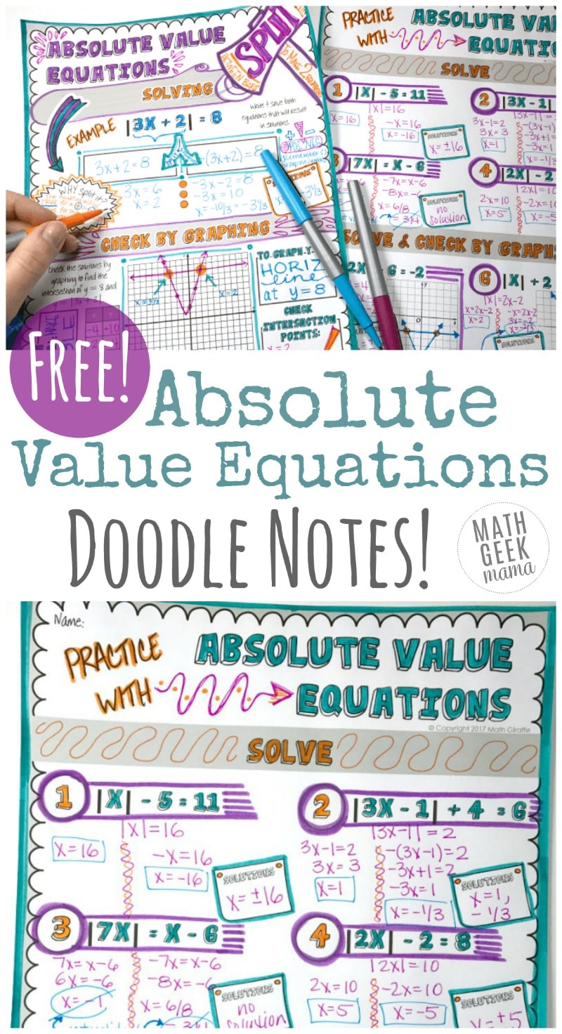 Free Absolute Value Equation Doodle Printable