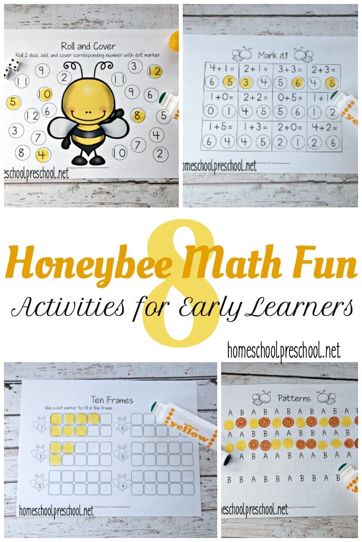 Free Honeybee Math Worksheets for PreK & K