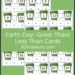 Free Earth Day Greater Than Less Than Clip Cards