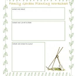 Free Family Gardening Planting Worksheet