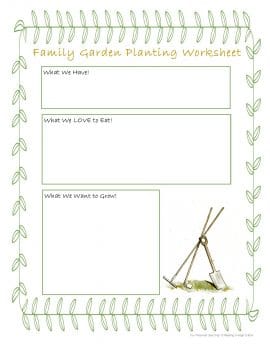 Free Family Gardening Planting Worksheet